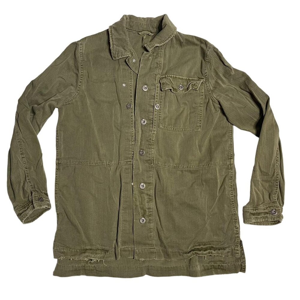 Free People Army Green Military Jacket SZ S Boho Utility Cotton FallStyle